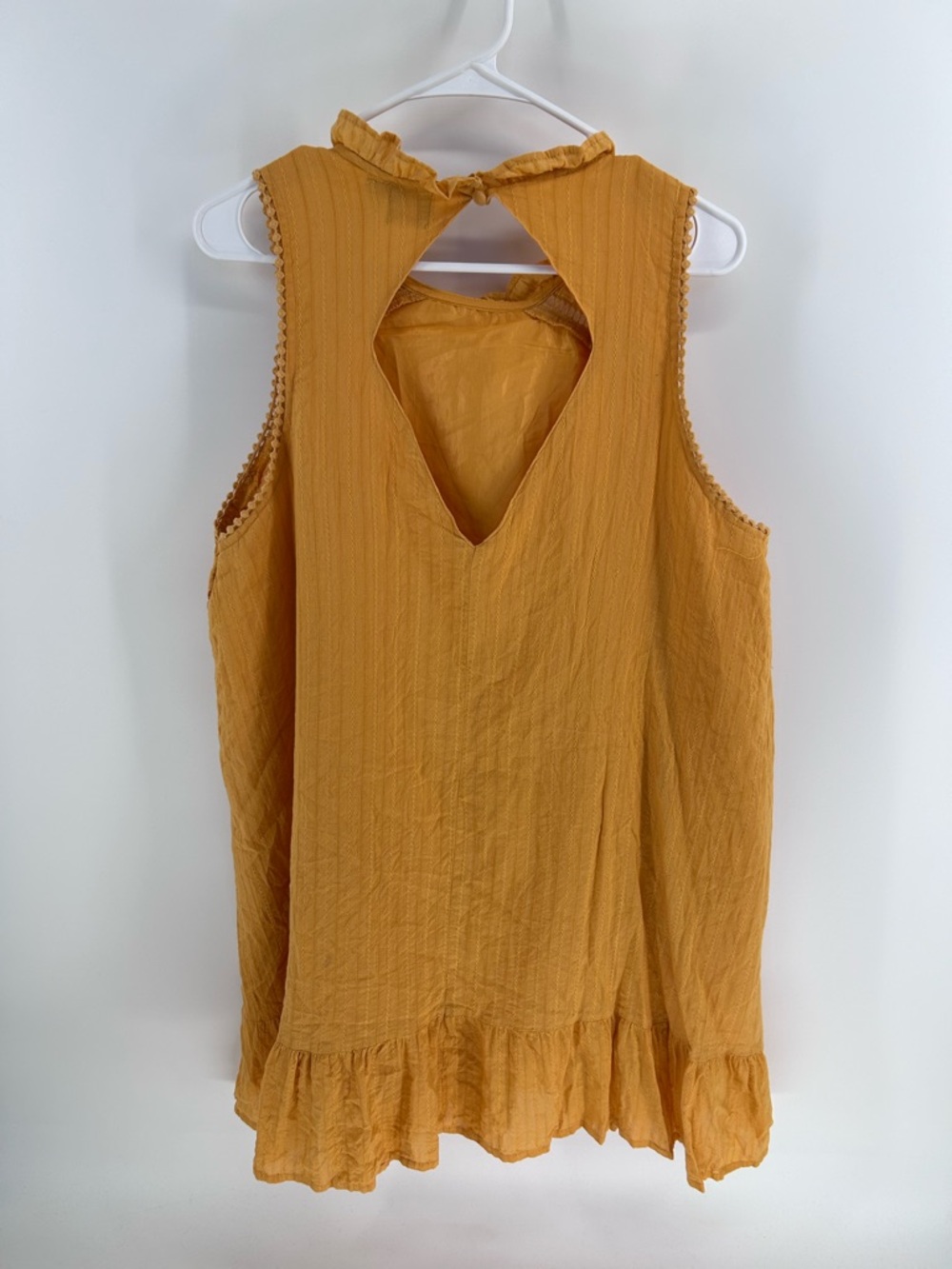 ASOS DESIGN sleeveless lace insert mini dress with pephem in mustard | Size 14 - Picture 4 of 5